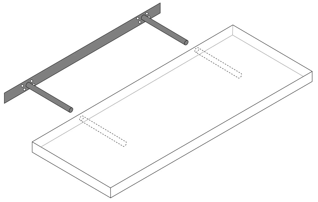 Prateleira de parede flutuante 110 x 23 x 3,8 cm Cinzento