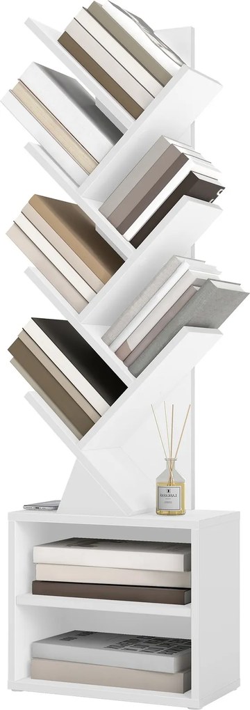 Estante em forma de árvore 20,3 x 38 x 123,2 cm Branco