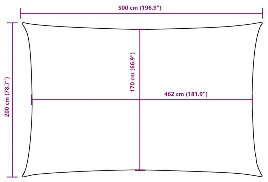 Para-sol vela tecido oxford retangular 2x5 m verde-escuro