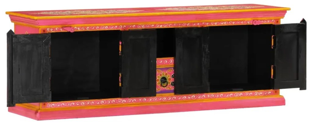 Móvel de TV 110x30x40 cm madeira de mangueira maciça rosa