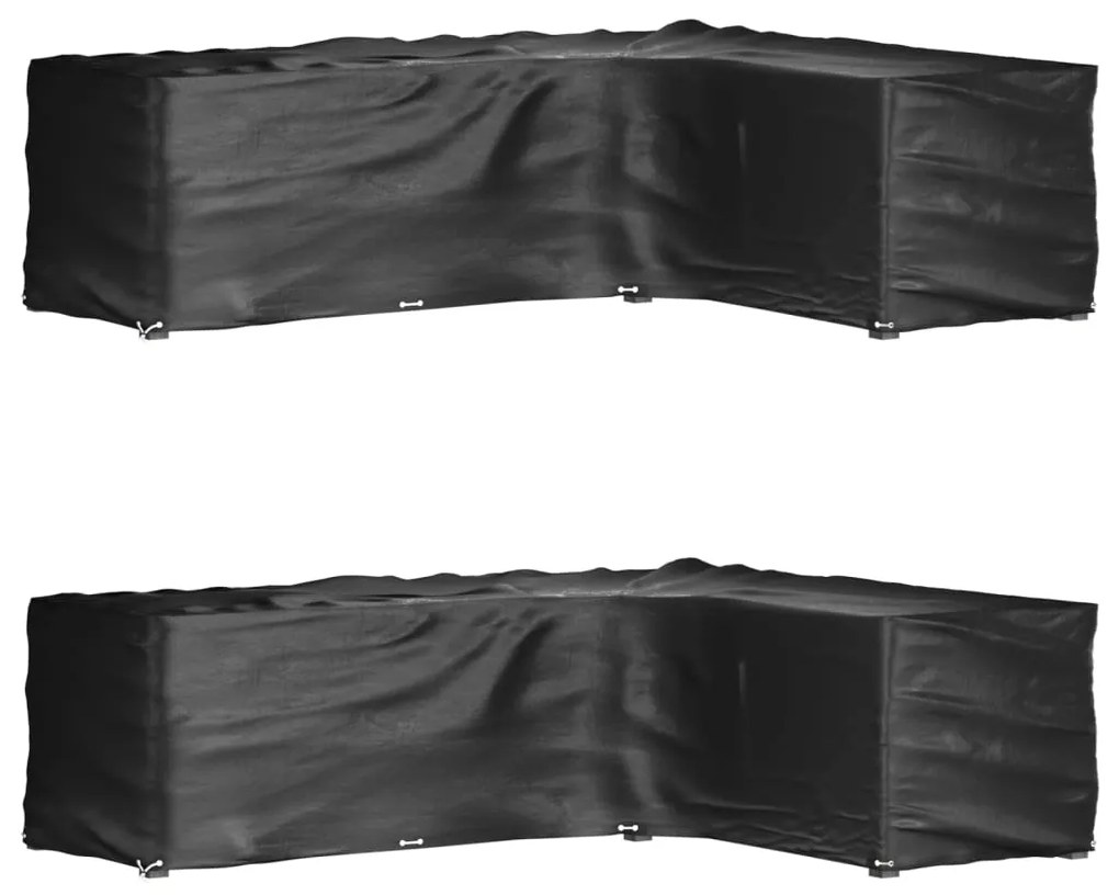 vidaXL Capas p/ mobília jardim forma de L 2 pcs 16 ilhós 260x210x80 cm