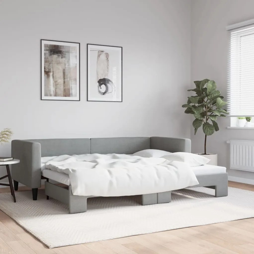 vidaXL Sofá-cama com gavetão 80x200 cm tecido cinzento-claro
