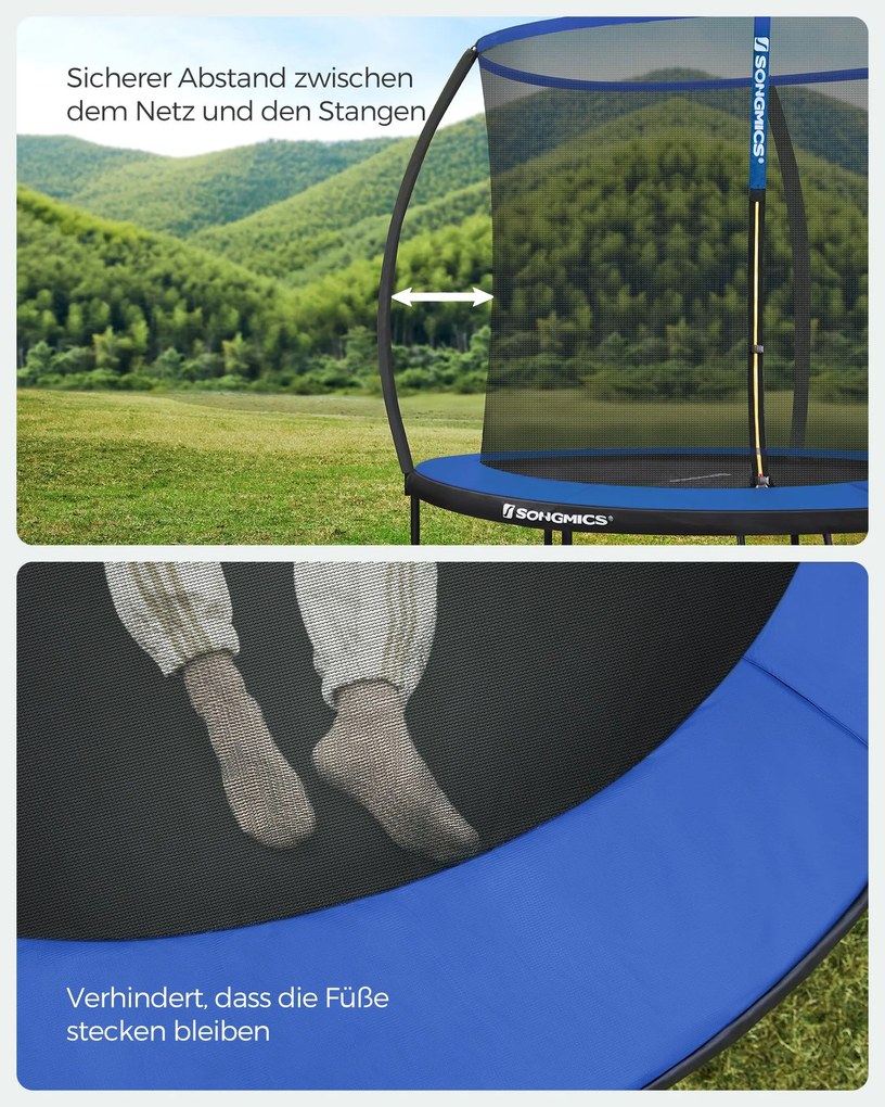 Trampolim de jardim com rede Ø 244 cm Azul