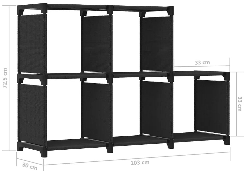 Unidade de prateleiras 5 cubos 103x30x72,5 cm tecido preto