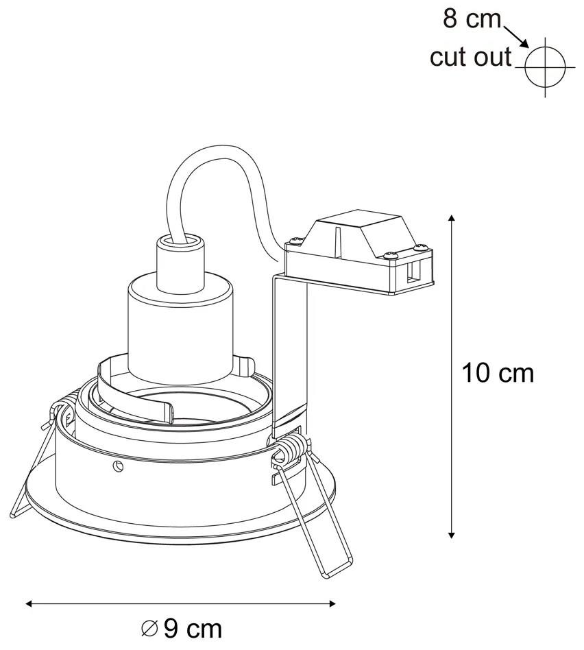 Conjunto de 6 focos embutidos modernos bege GU10 50mm giratórios e inclináveis - Chuck