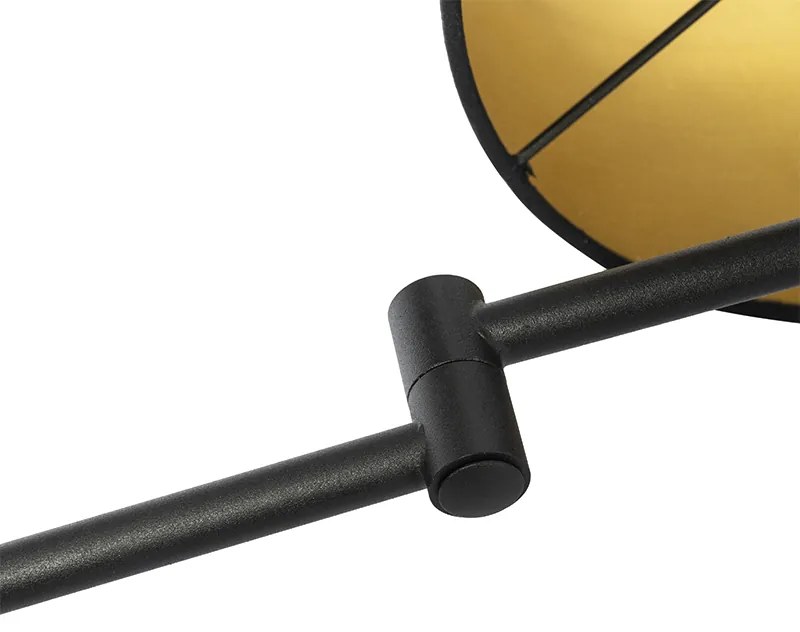 Candeeiro de parede preto com abajur preto e braço ajustável - Ladas Deluxe Moderno