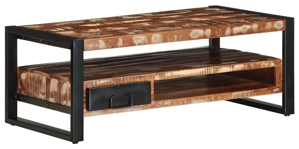 Mesa de centro multicor 90x50x36 cm madeira maciça recuperada