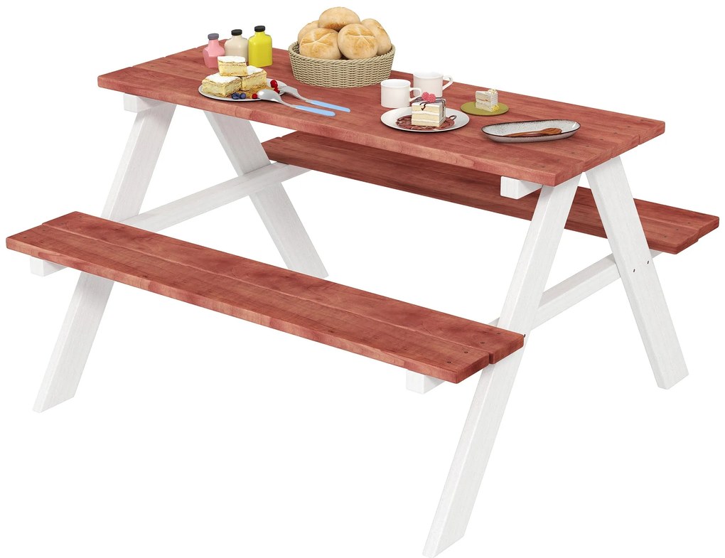 Conjunto de Mesa e 2 Bancos Infantil de Madeira Mesa de Piquenique par