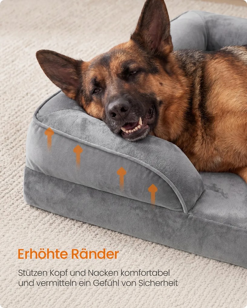 Cama ortopédica para cães, 122 x 85 x 17 cm, com capa removível cinzenta