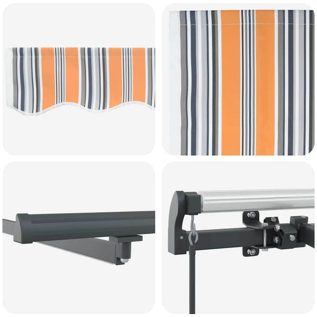 Toldo Retrátil Manual com Listras LED Multicoloridas 300x250 cm