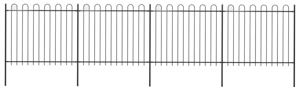 Cerca de jardim com topo em aros 6,8x1,5 m aço preto