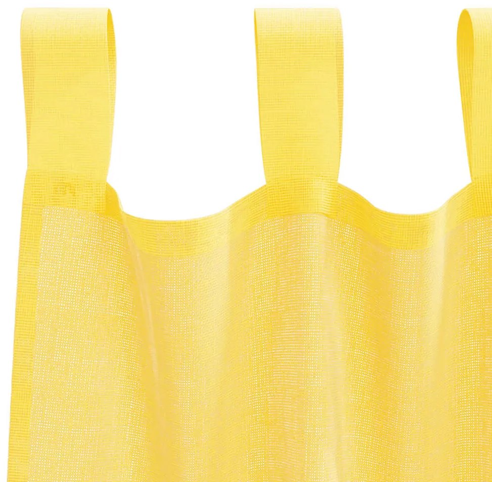 Cortinas de voile com bolsos para varão 2 pcs amarelo