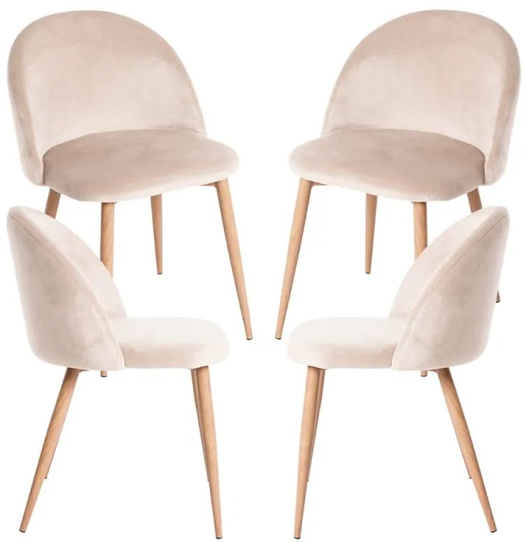 Pack 4 Cadeiras Vint Veludo - Beige