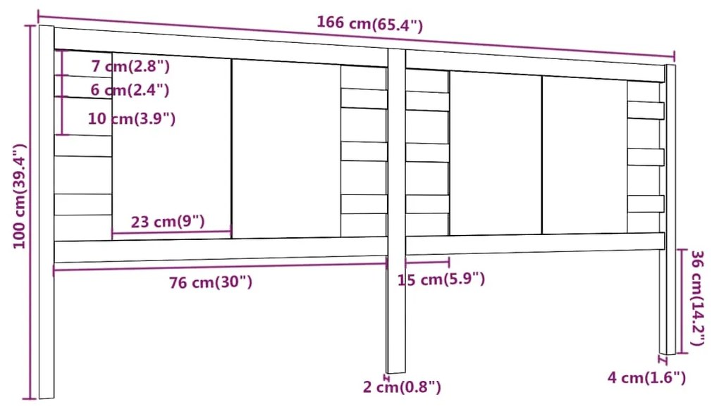 Cabeceira de cama 166x4x100 cm pinho maciço cinzento