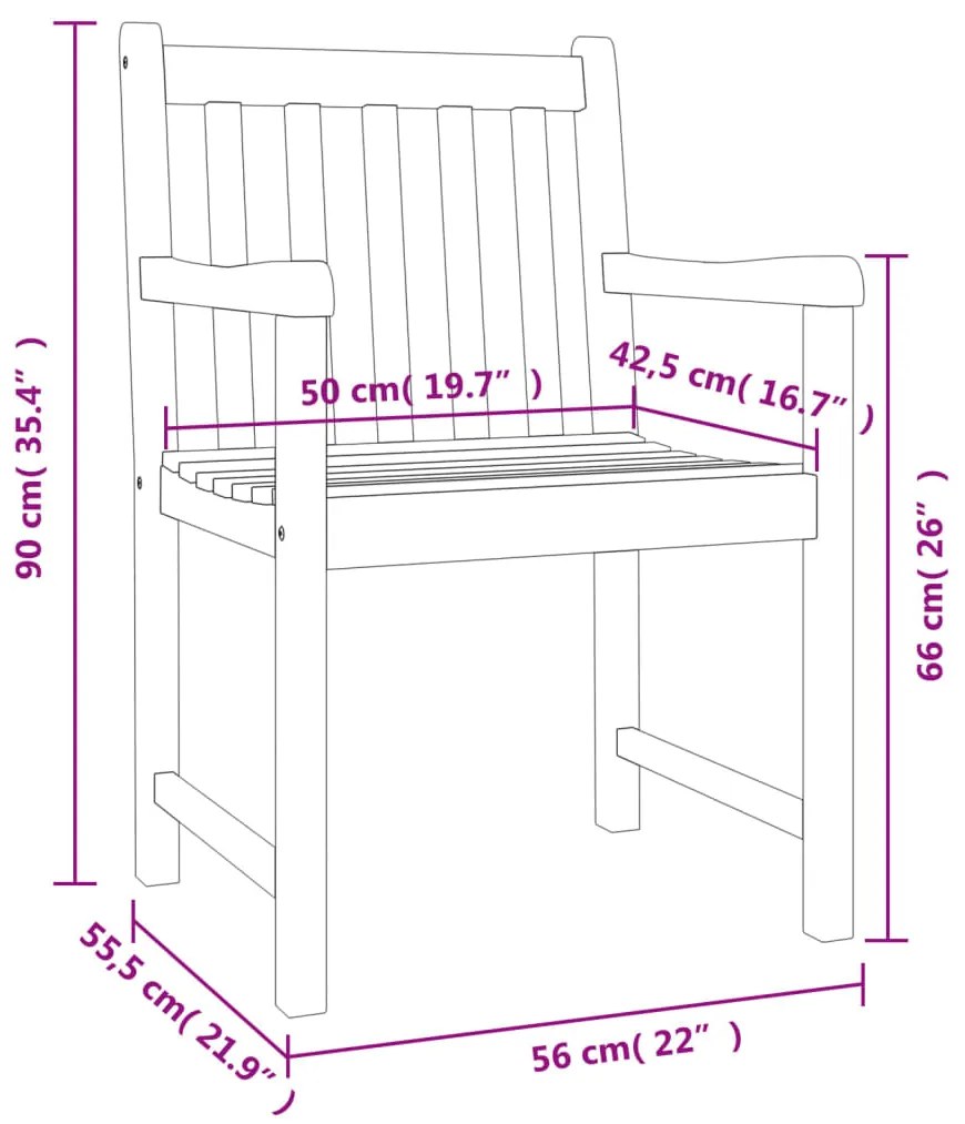 Cadeiras de jardim 6 pcs 56x55,5x90 cm madeira de acácia maciça