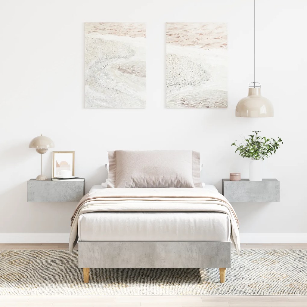 Cama vidaXL 90x200 cm Cinza de Concreto em Madeira Composta