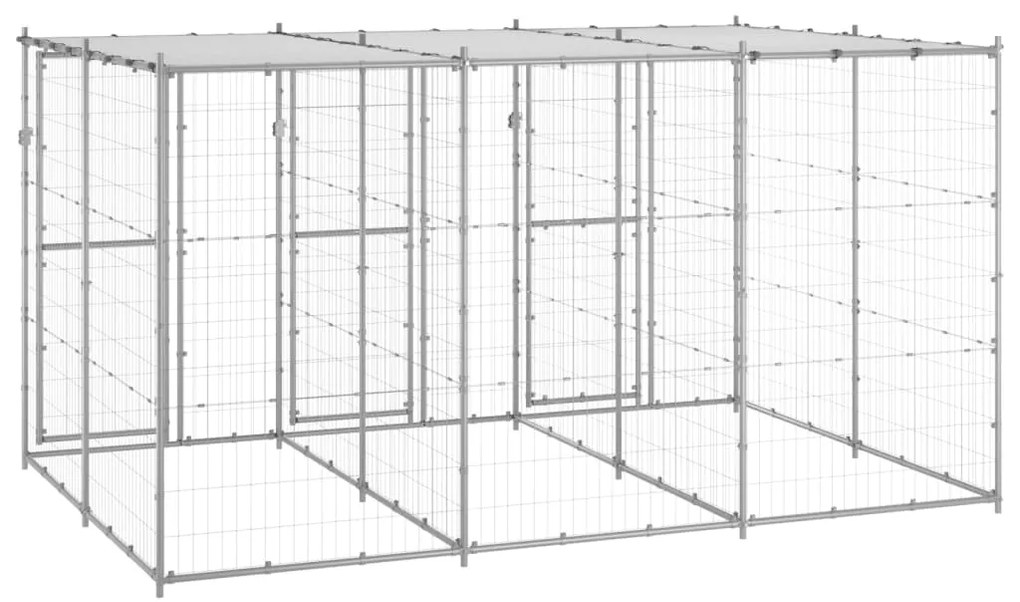 Canil de exterior com telhado 7,26 m² aço galvanizado
