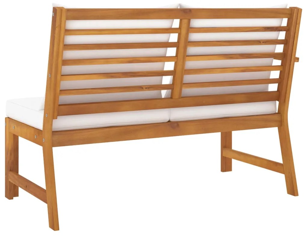 Banco de jardim 114,5 cm com almofadão cor creme acácia maciça