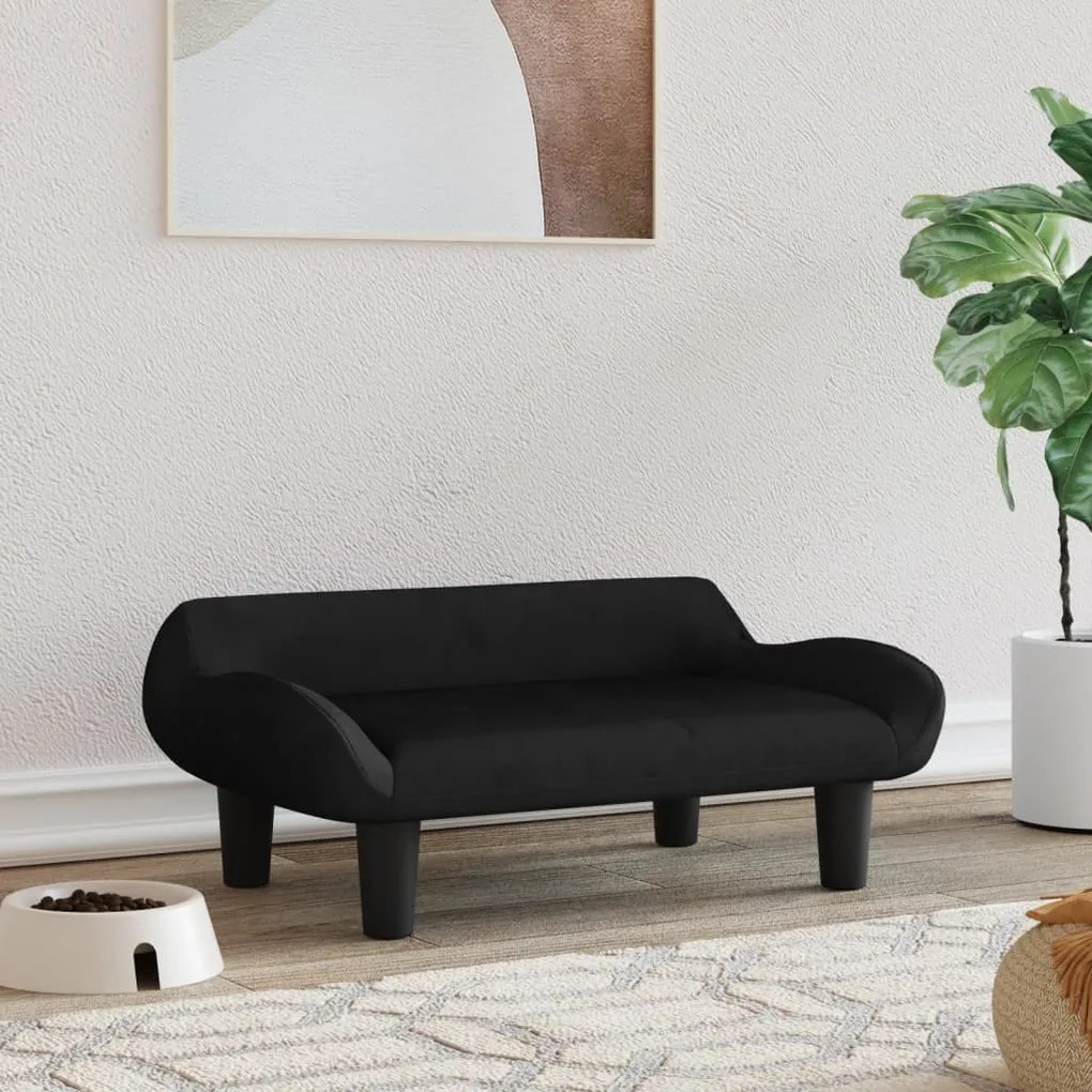 vidaXL Cama para cães 70x40x24 cm veludo preto
