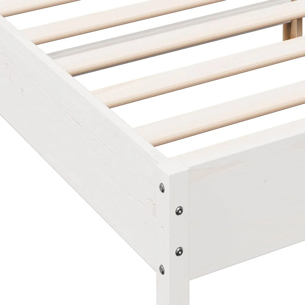 Cama sem colchão 140x190 cm madeira de pinho maciça branco