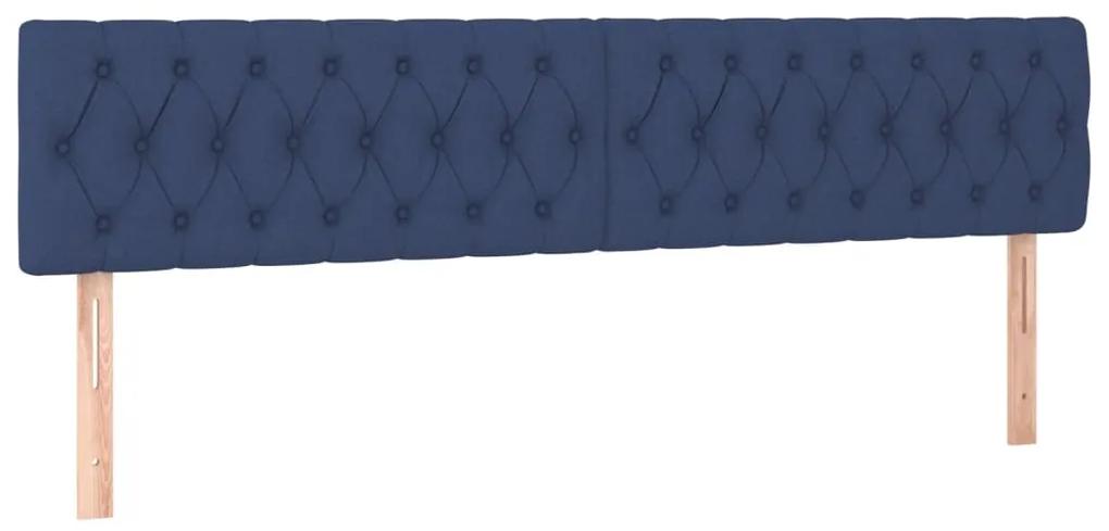 Cama com molas/colchão 200x200 cm tecido azul