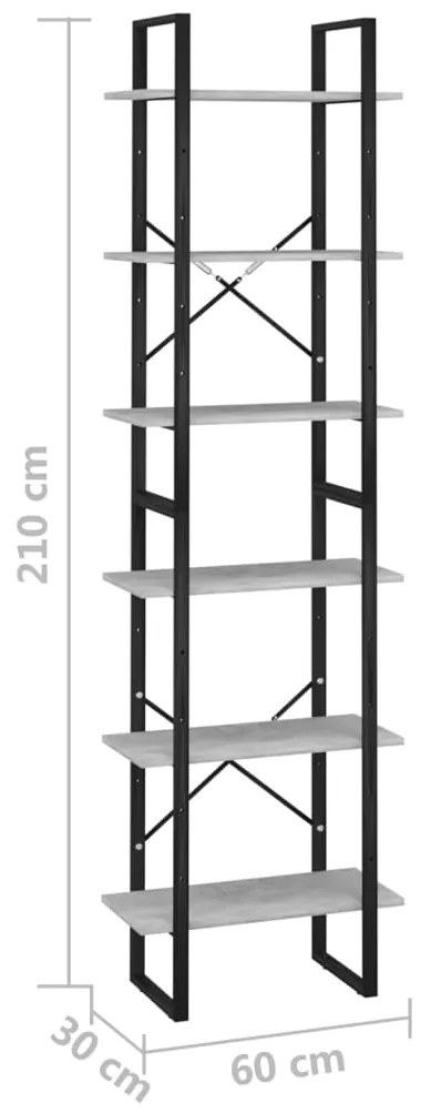Estante 60x30x210 cm derivados de madeira cinzento cimento