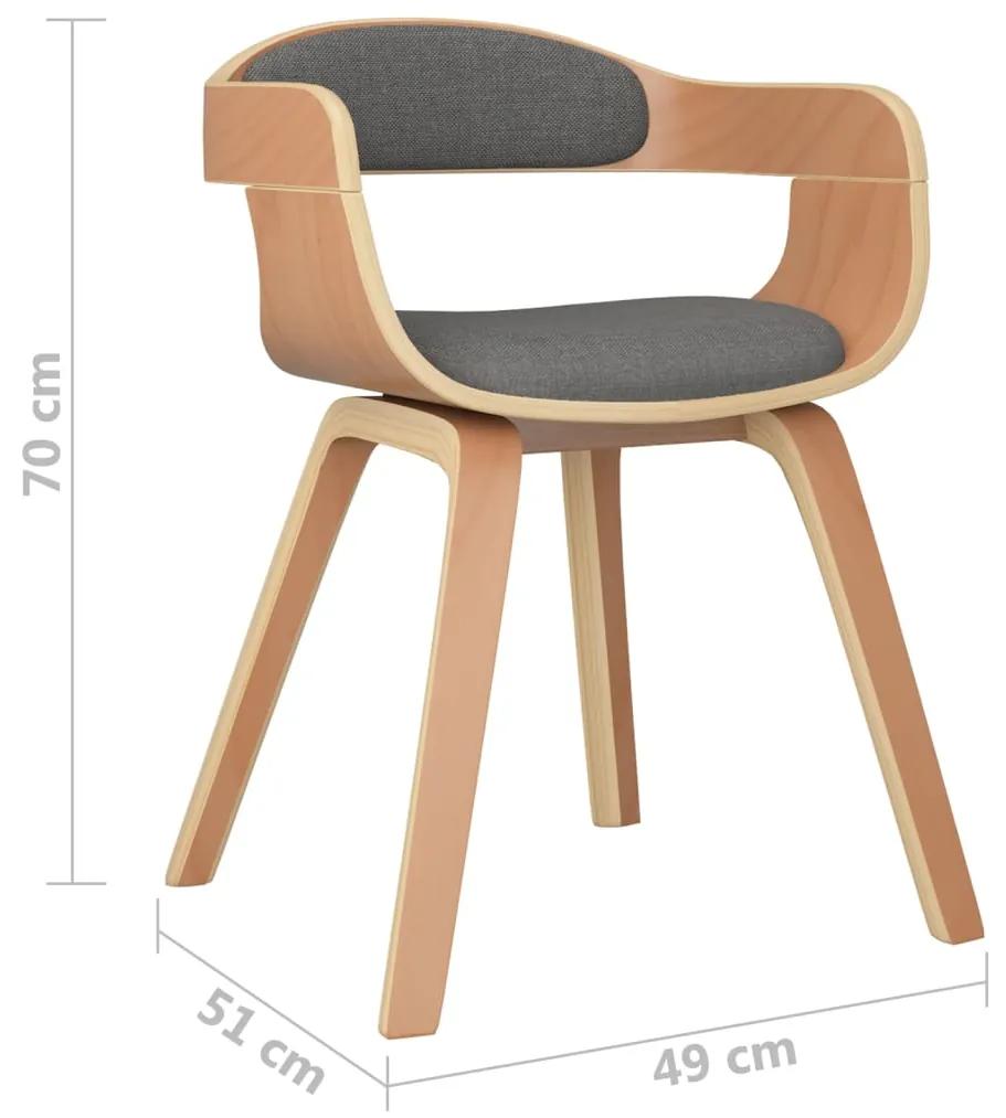 Cadeira de jantar madeira curvada e tecido cinzento-claro
