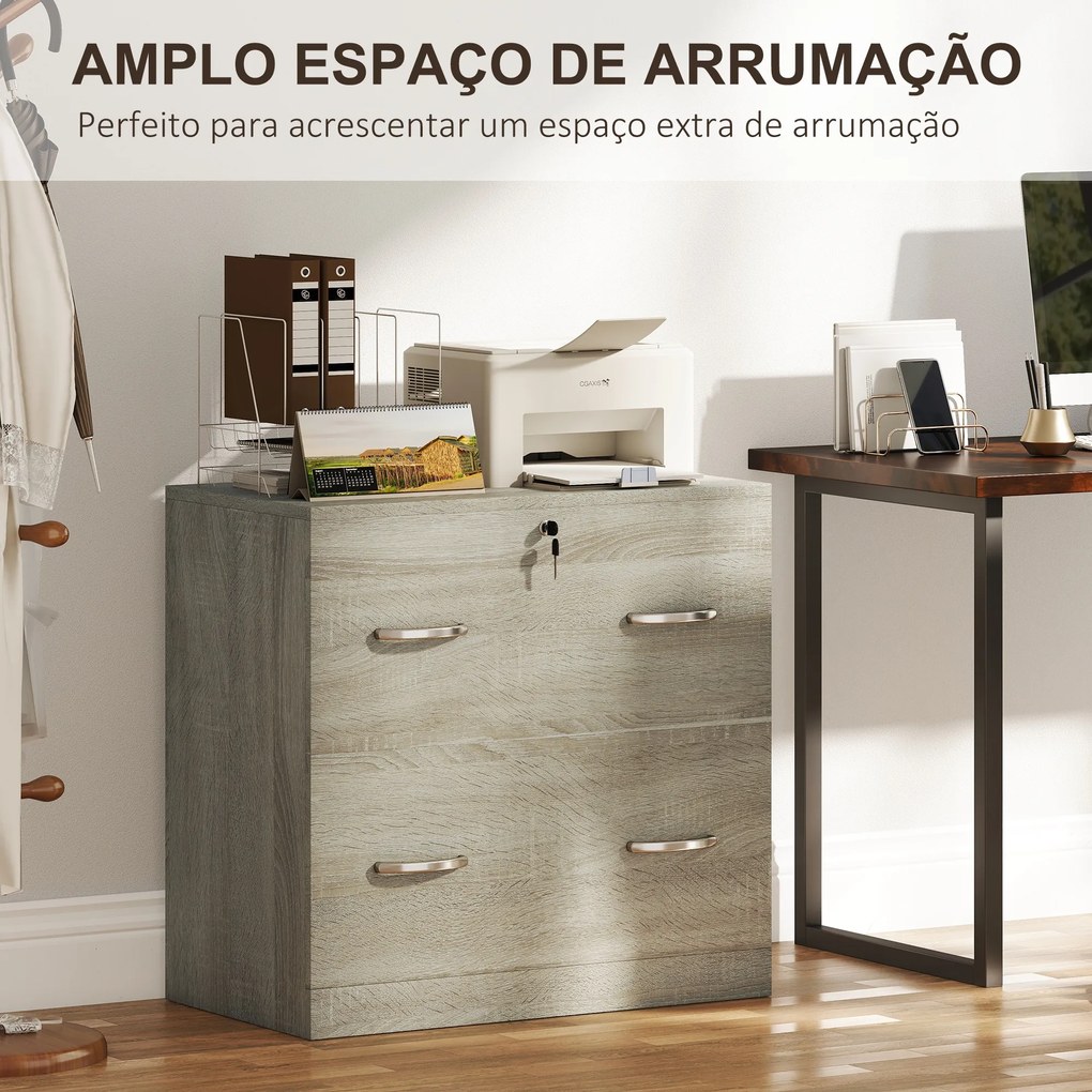 Armário para Aquivos com Gavetas Armário de Arrumação de Escritório com Fechadura e 2 Chaves 74x42x72 cm Madeira