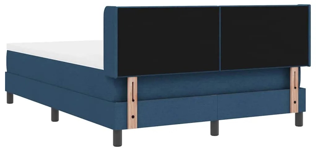Cama Box Spring com Colchão, Azul, 140 x 200 cm, Tecido