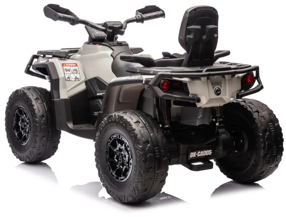 Moto 4 elétrica para crianças 12V Can Am Outlander 4×4 200W rodas Espuma EVA, assento couro Carga até 50Kg Cinzenta