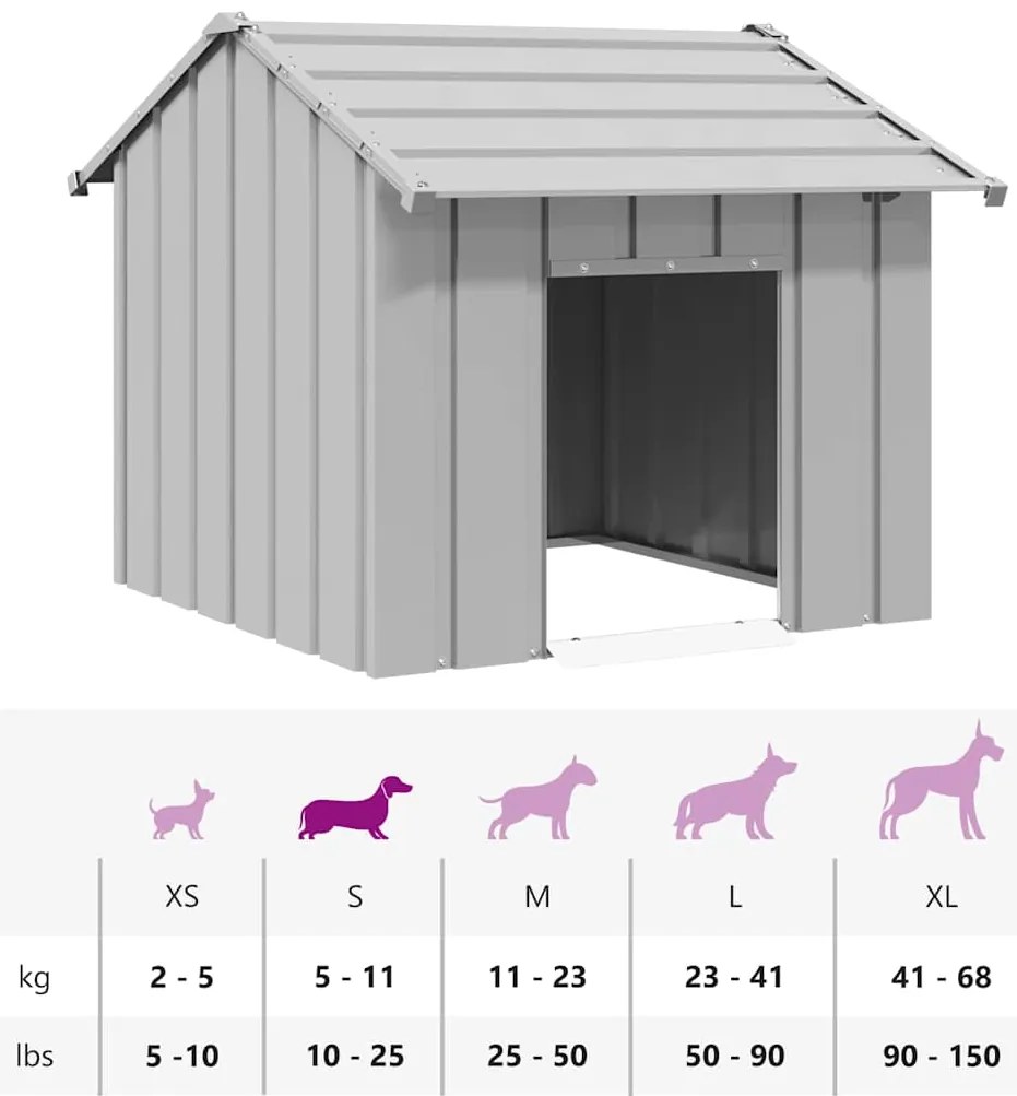 Casota para cães com telhado 85x107x81 cm aço galvanizado
