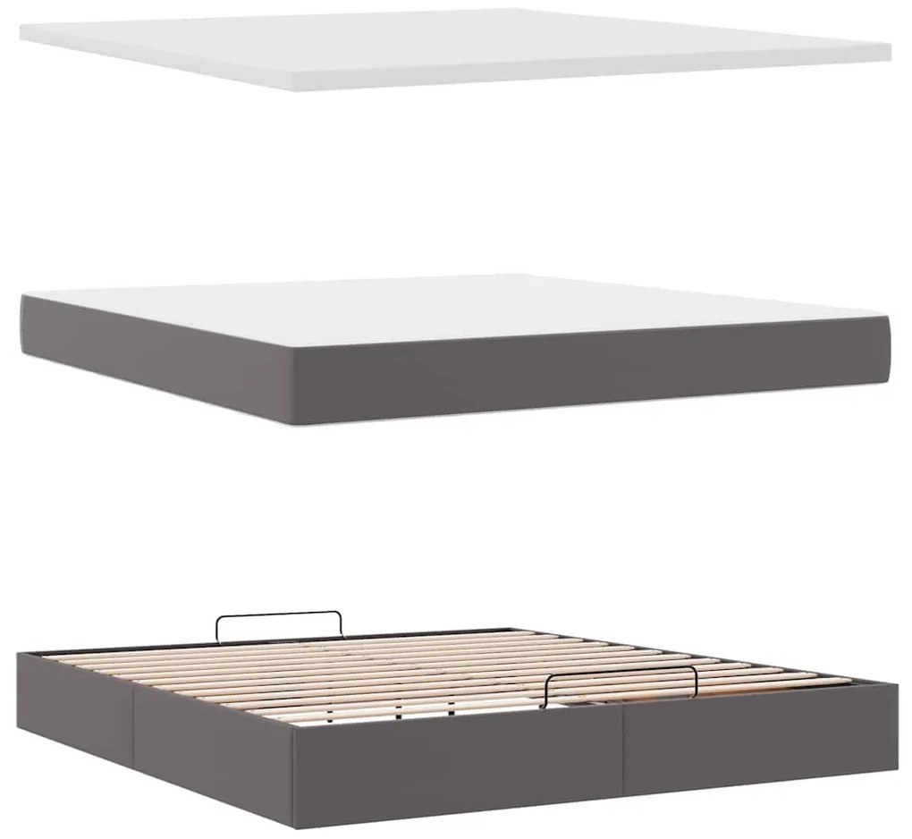 Cama otomana com colchões &amp; LEDs 180x200 cm couro artificial