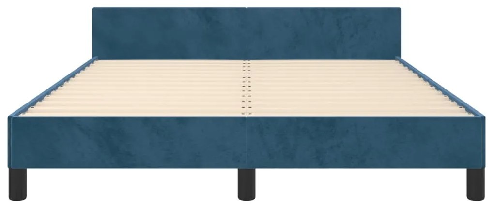 Estrutura de cama sem colchão 140x190 cm veludo azul-escuro