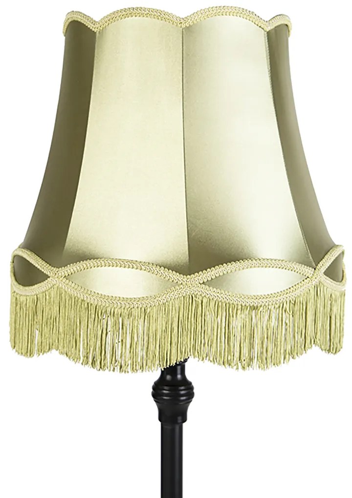 LED Candeeiro de pé inteligente preto com abajur verde granny incl. Wifi A60 - Classico Clássico / Antigo