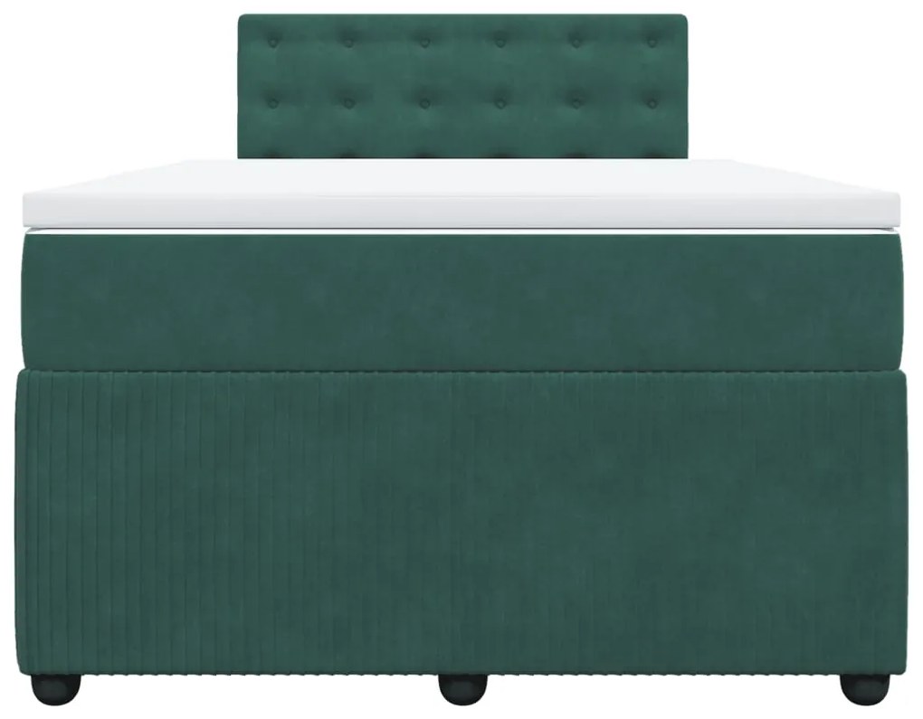 Cama boxspring com colchão 120x190 cm veludo verde-escuro