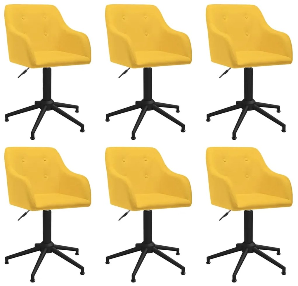 3089457 vidaXL Cadeiras de jantar giratórias 6 pcs tecido amarelo