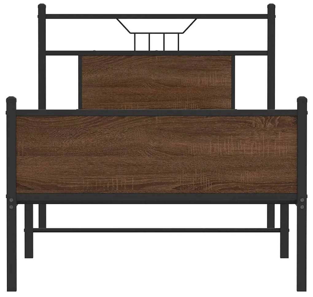 Estrutura cama s/ colchão derivados madeira carvalho castanho