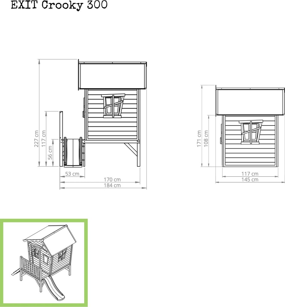 Casa de brincar exterior para crianças Crooky 300 em madeira - cinza-bege