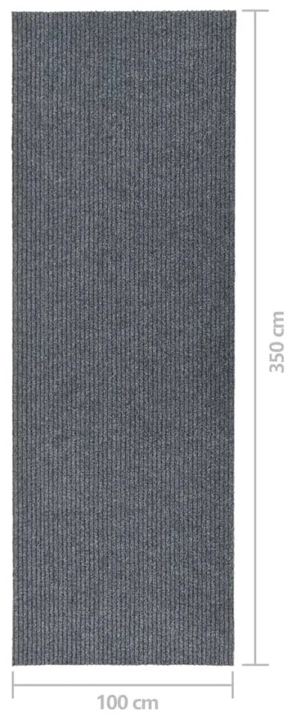 Tapete/passadeira de entrada 100x350 cm cinzento
