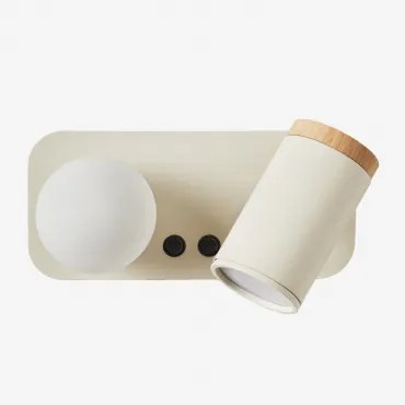 Aplique De Parede Orientável Com 2 Pontos De Luz Em Ferro Amaranto Tapioca Bege - Sklum