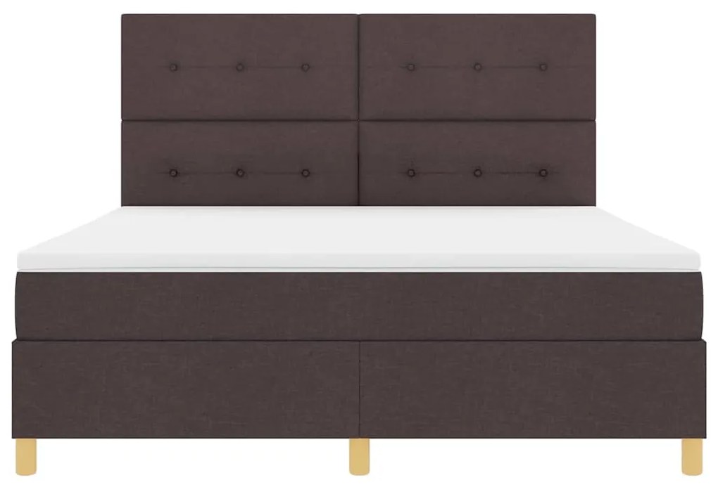 Camas Box Spring com Colchão e LED Castanho Escuro 180x200 cm Tecido