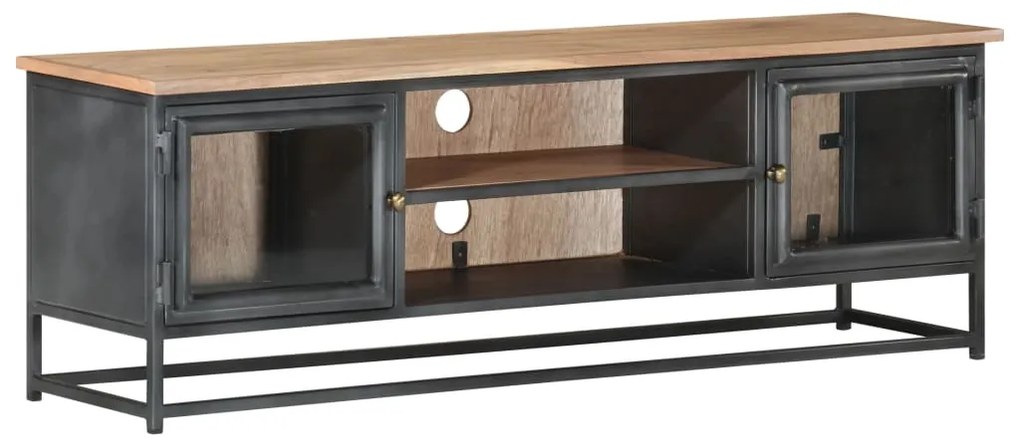 vidaXL Móvel de TV 120x30x40 cm acácia maciça e aço cinzento