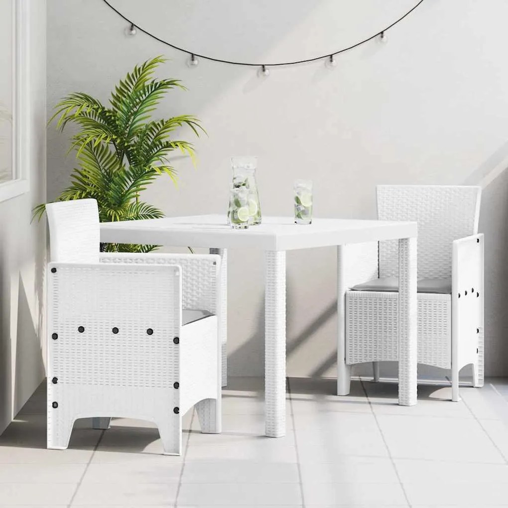 vidaXL Conjunto de Jantar para Jardim 3 pcs Branco 100 x 100 x 73 cm