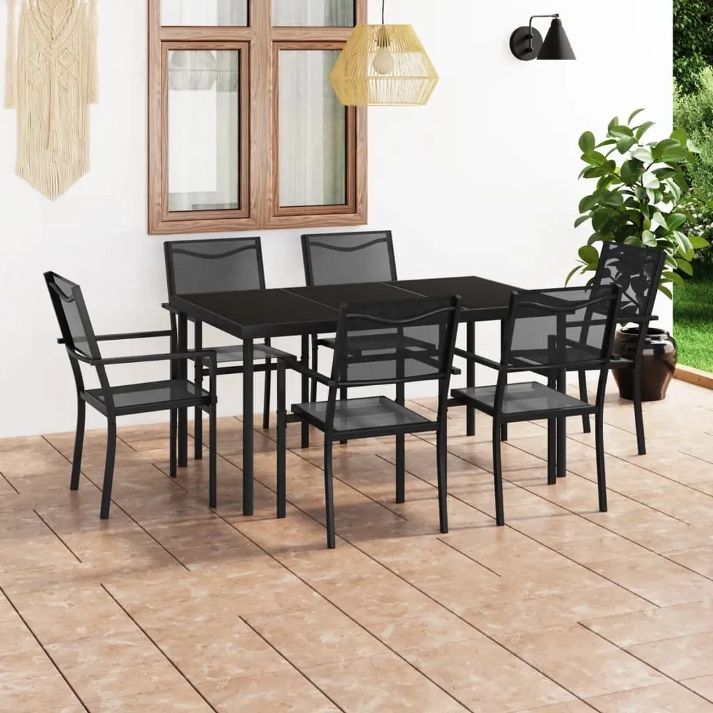 vidaXL 7 pcs conjunto de jantar para exterior aço