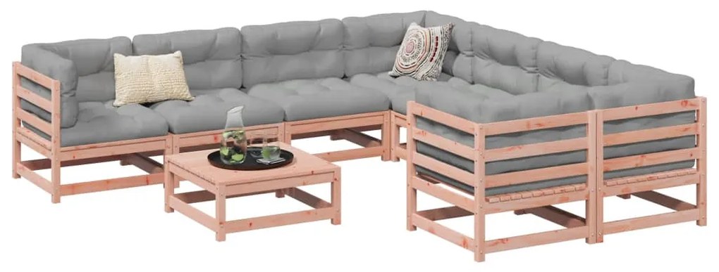 vidaXL 9 pcs conjunto sofás jardim madeira abeto-de-douglas