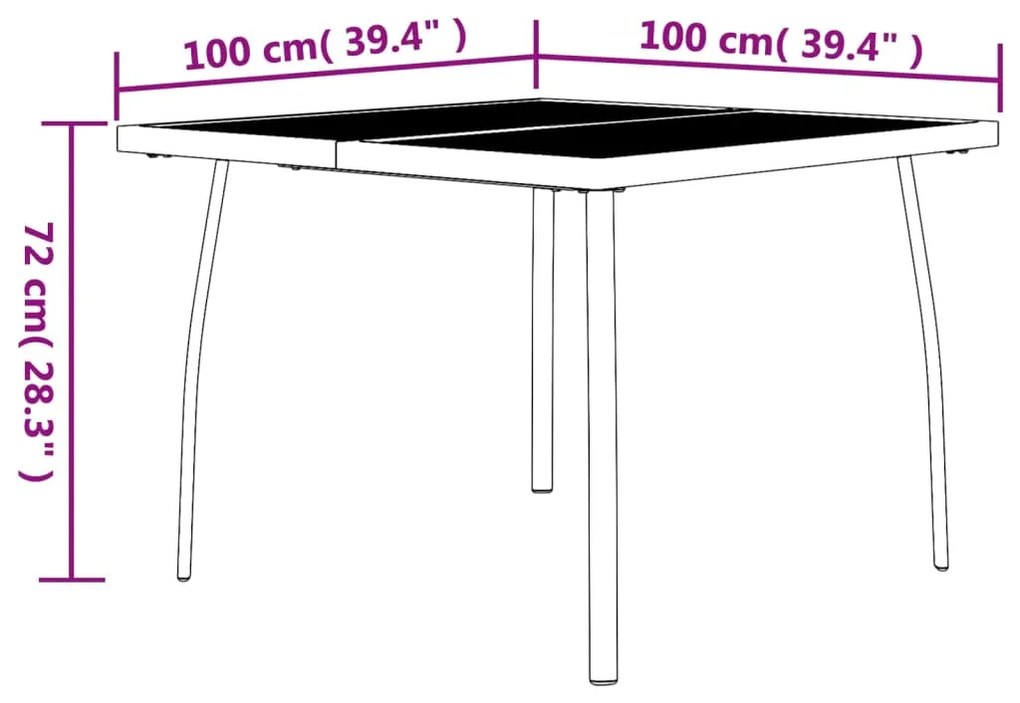 Mesa de jardim 100x100x72 cm malha de aço antracite