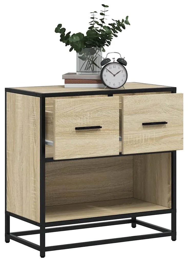vidaXL Mesa de cabeceira Sonoma carvalho 60x31x60 cm madeira e metal
