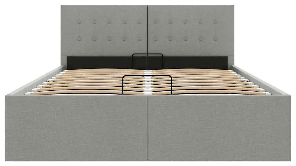 Cama hidráulica c/ arrumação 120x200cm tecido cinza-claro