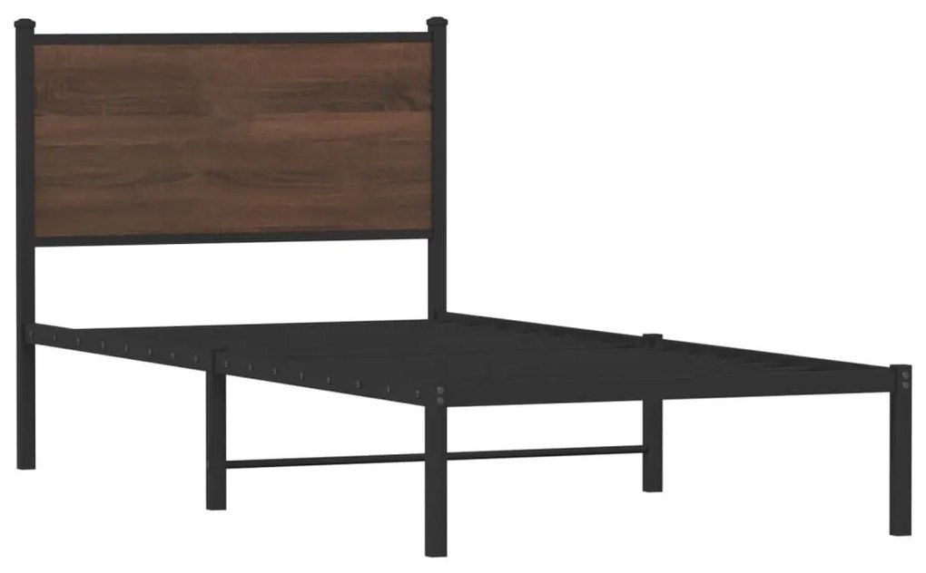 Estrutura de cama sem colchão 90x190 cm metal carvalho castanho