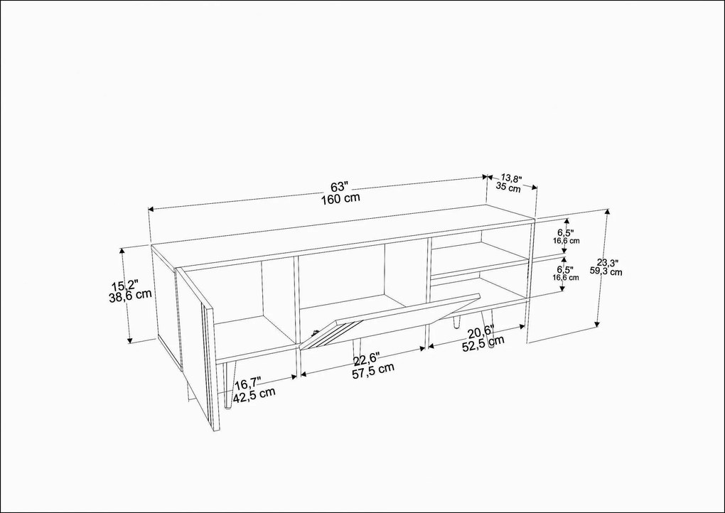 Móvel TV Ronas – Sapphire – 160 cm x 35 cm x 38,6 cm